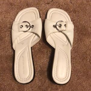 White slide sandals